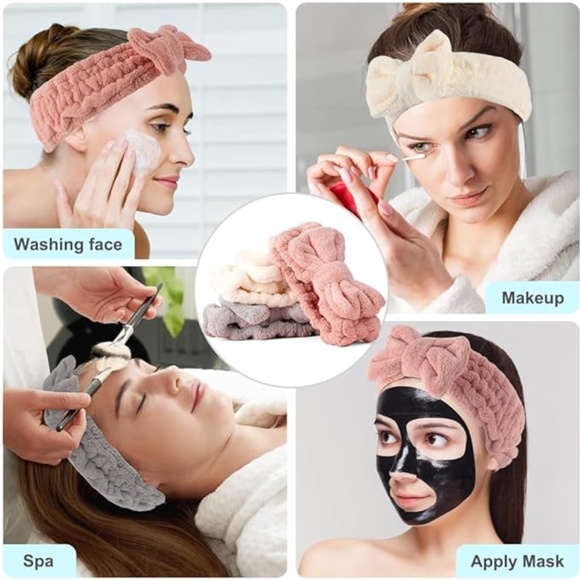 NWT Spa Fleece Make-Up Hair Bands With Bows - Picture 2 of 3